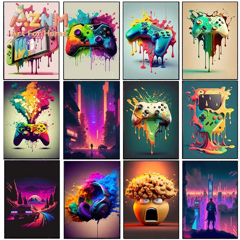 Esports Gaming Poster - Quadro su tela vintage, colorato, in